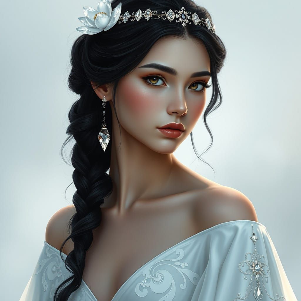 Regal Fantasy Queen in Enchanted Gown