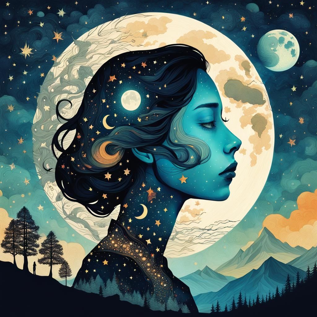 Macabre Human Made of Stars: Collage Art