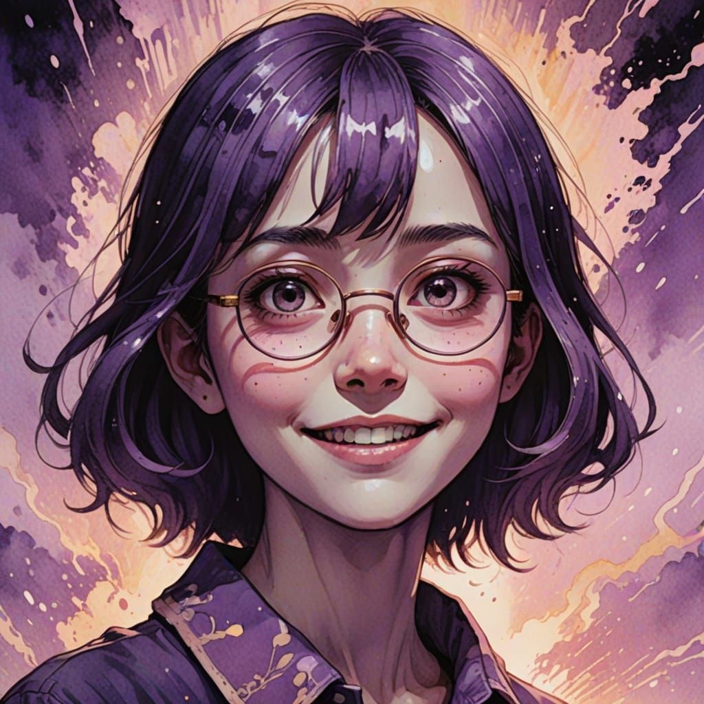 Manga-Inspired Girl with Unsettling Smile