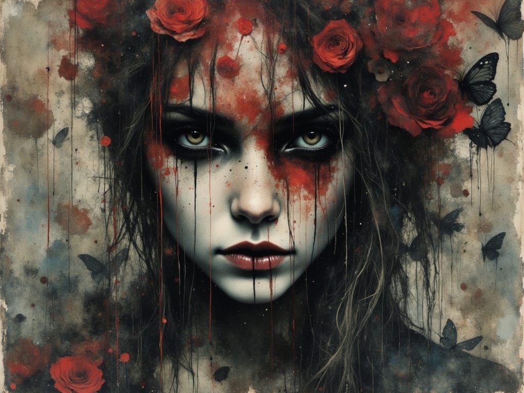 Female Figure Embodies Chaos of Anger in Watercolor and Alco...