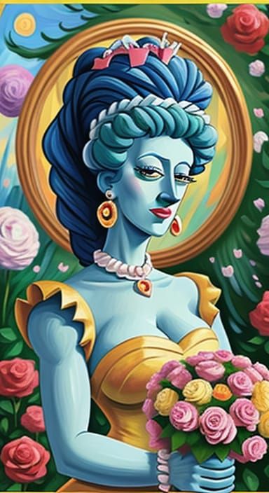 Surreal Rose Garden Scene in the Style of Cubist Masters