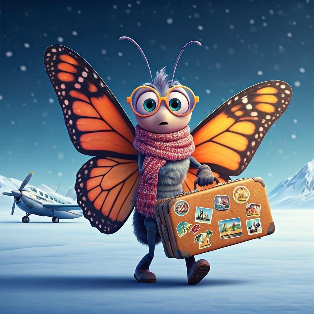 Pixar-Style Butterfly's Antarctic Arrival