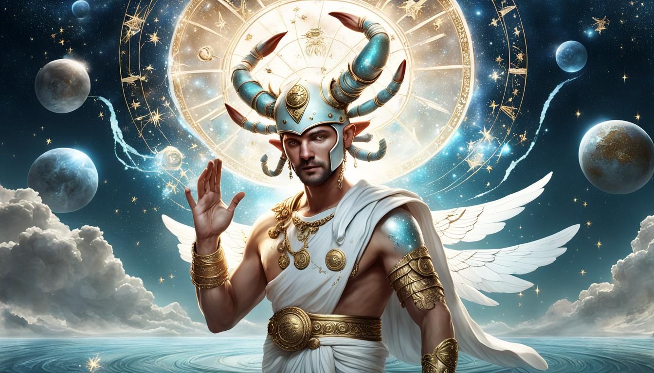 Cancer Zodiac: Mercury in Toga, Fantasy Art