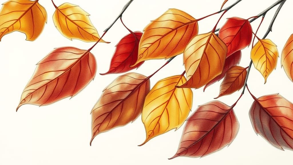 Autumn Leaves Pencil Sketch in Manga Style