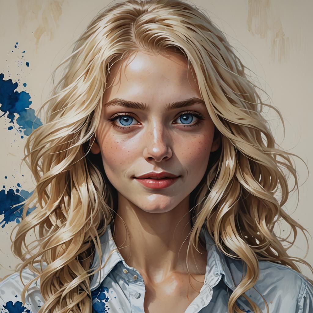Hyperrealistic Portrait of a Beautiful Blond Woman