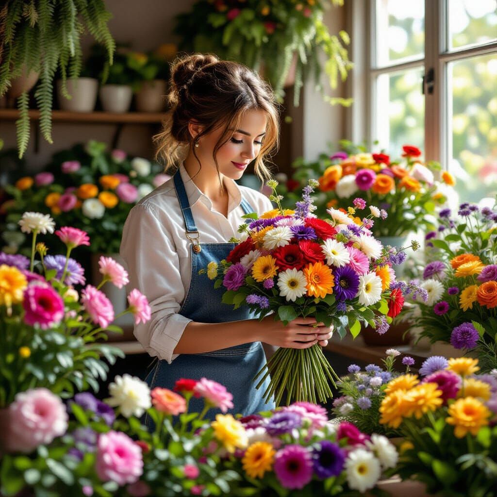 Enchanted Florist Arranging Color-Changing Flowers