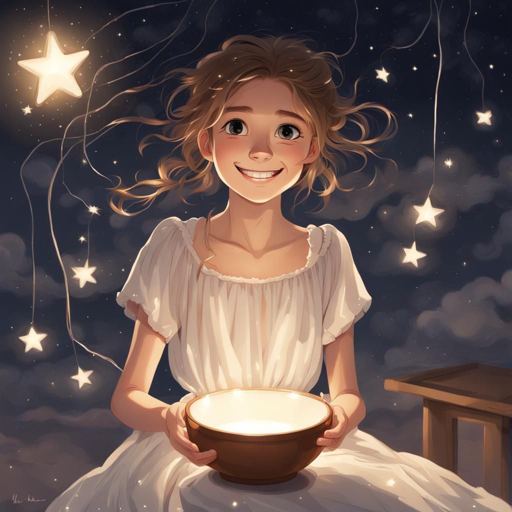 Girl in Starry Night Fantasy Concept Art