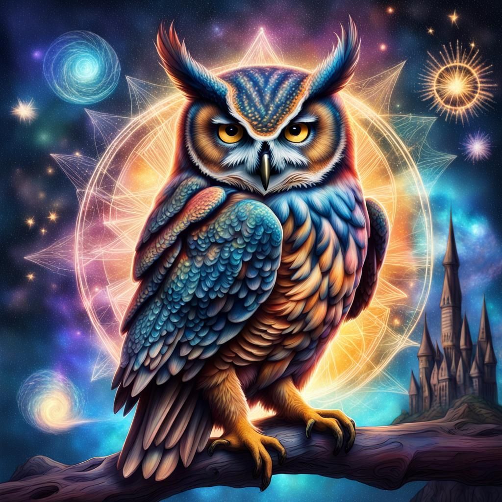 Harry Potter Owl: Cosmic Astral Illustration