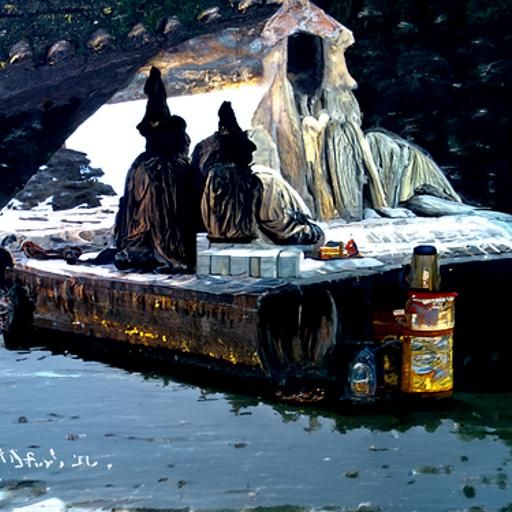 Wise Men Overlooking East River: Oil Painting