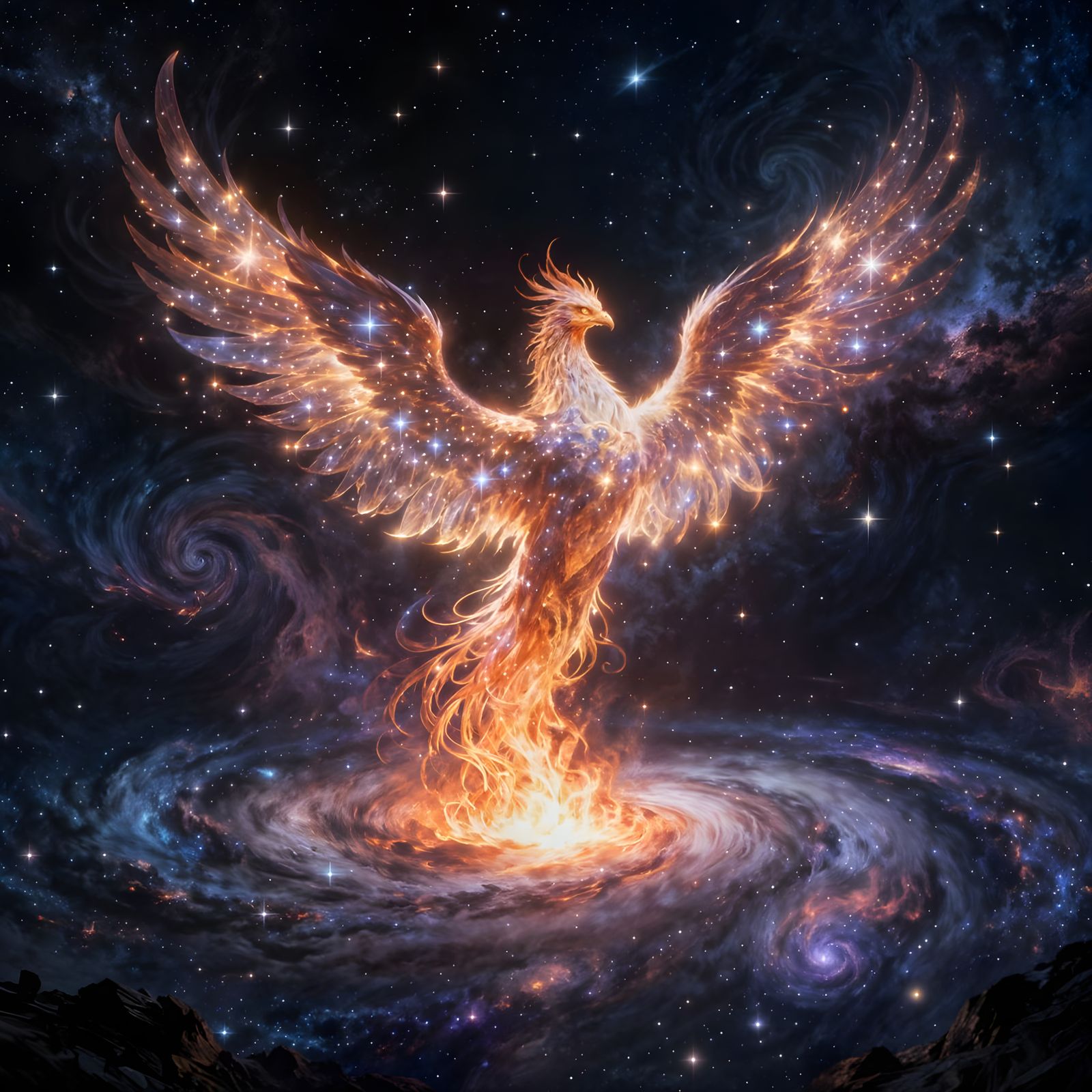 Majestic Phoenix Rises From Cosmic Bonfire in Galaxy