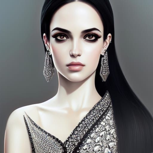 Elegant Middle Eastern Woman Portrait in Hyperrealistic Styl...