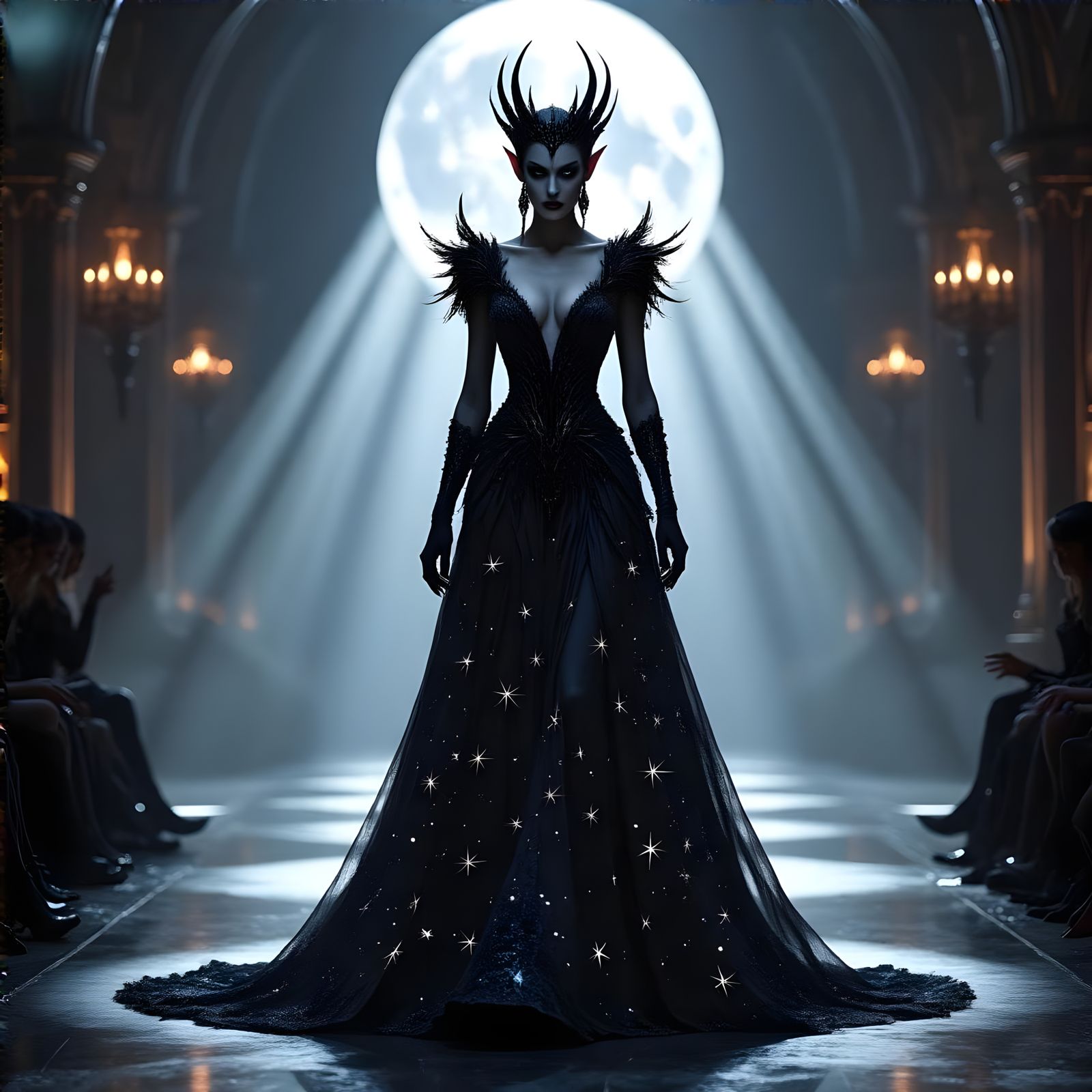 Dark Elf Queen in Futuristic Fashion