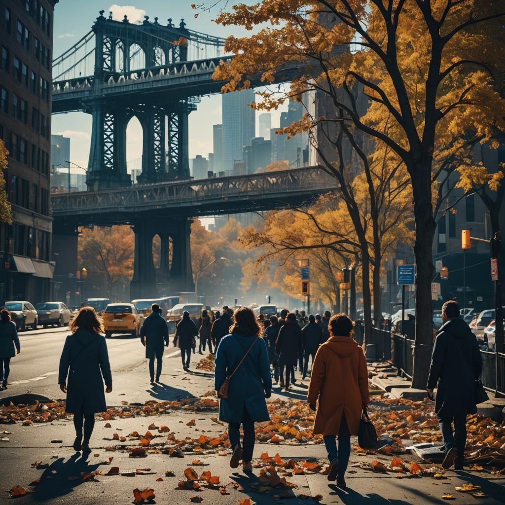 Dramatic Windswept Street Scene in Queens, NYC
