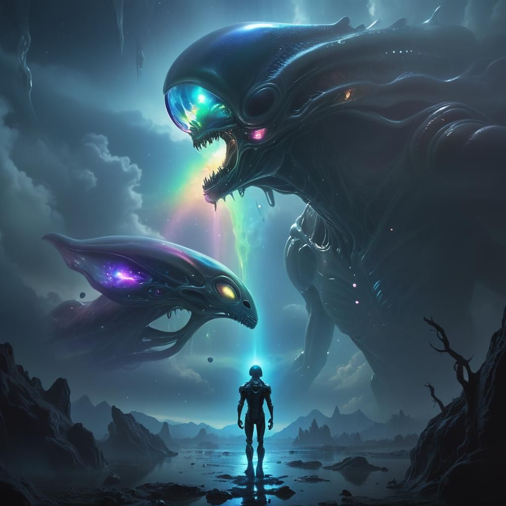 Alien in Glowing Atmosphere: 3D Digital Art
