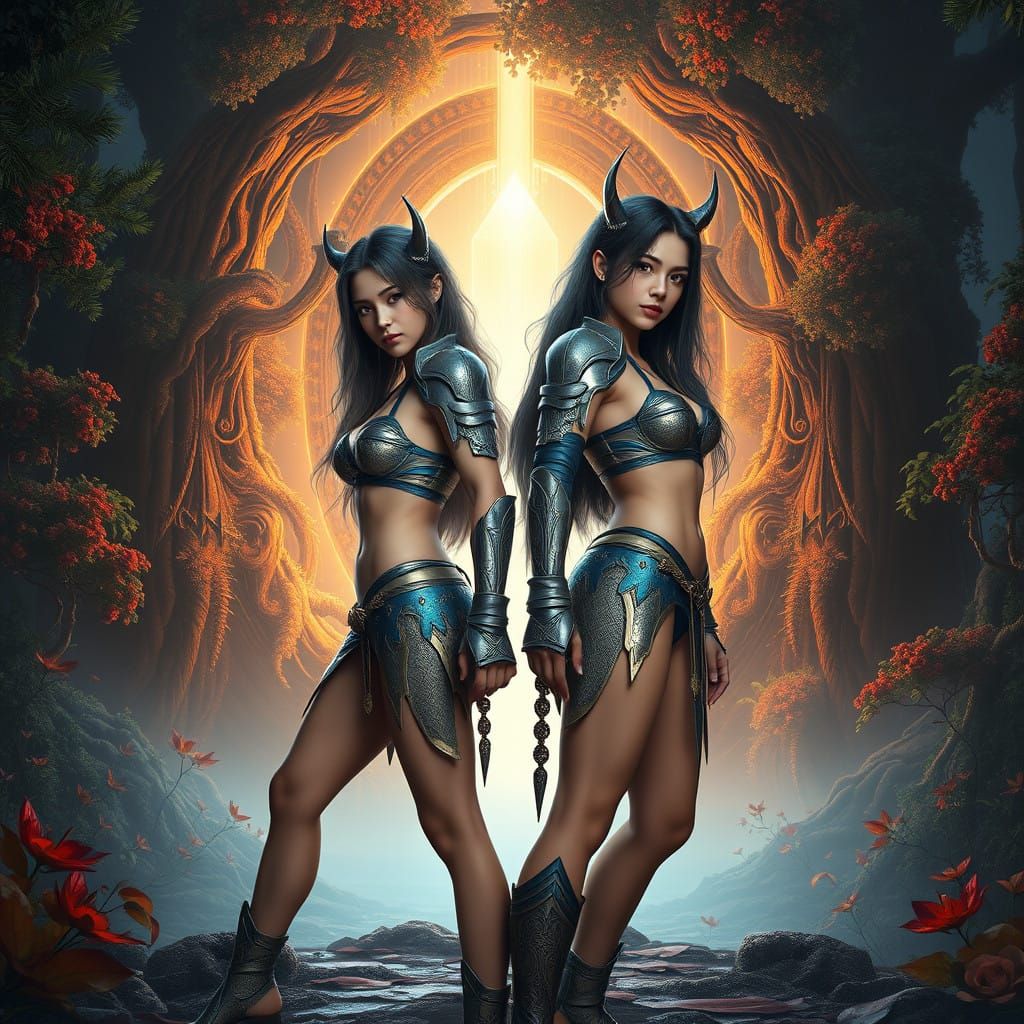 Heroic High-Fantasy Warriors in Intricate Armor