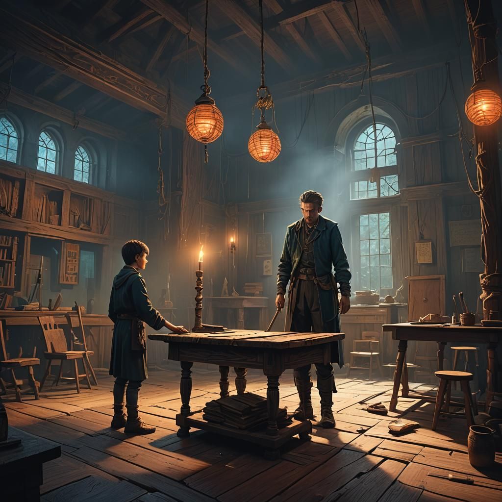 Boy Caned in Mystical School: Matte Painting