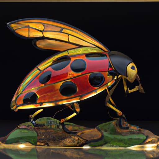 Intricate Ladybug in Stained Glass Style