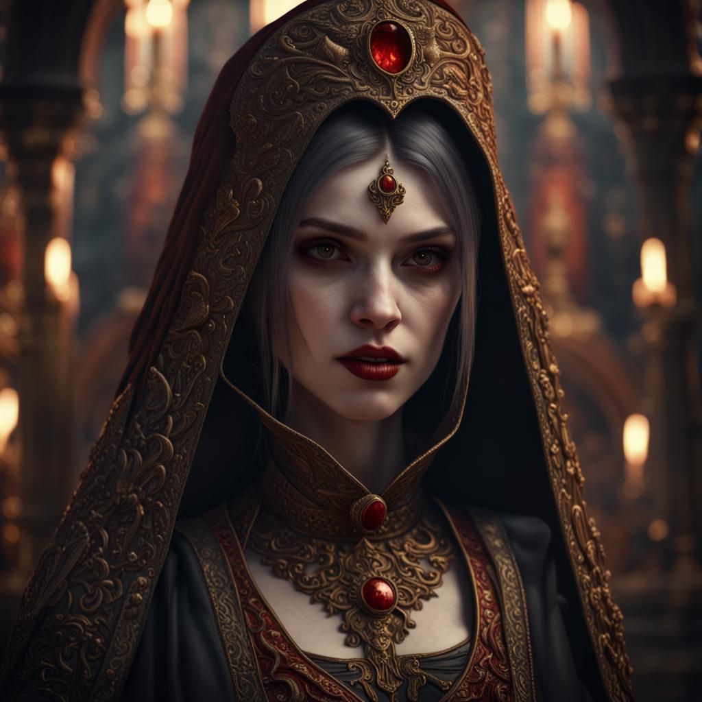 Vampire Girl in Byzantine Orthodox Icon Style