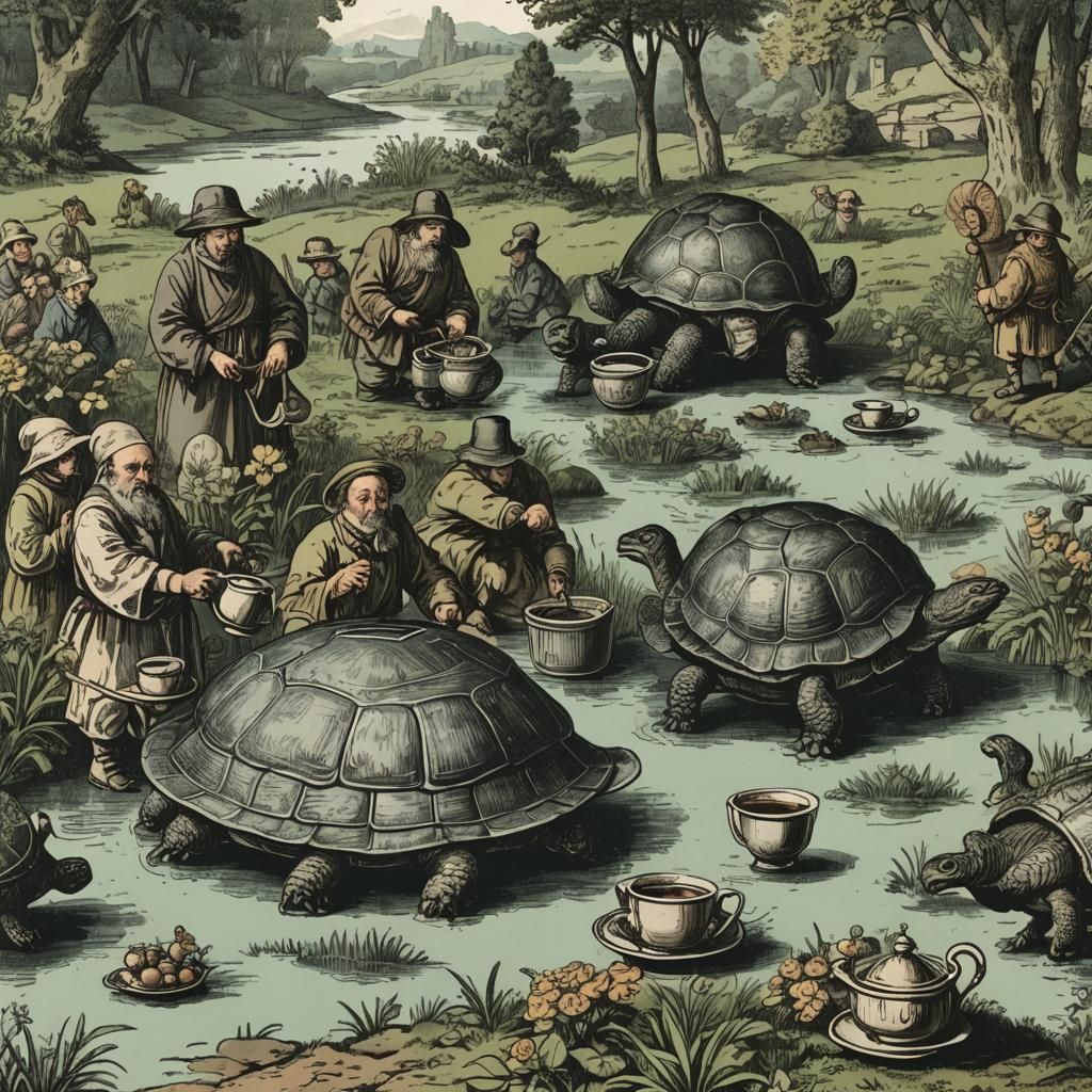 Surreal Vintage Scene with Symbolic Elements