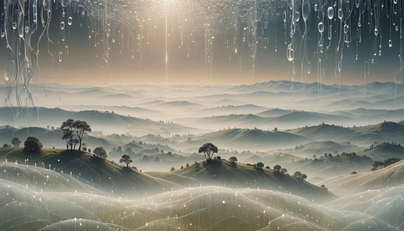 Ethereal Dreamscape: Fluid Binary Code Landscape