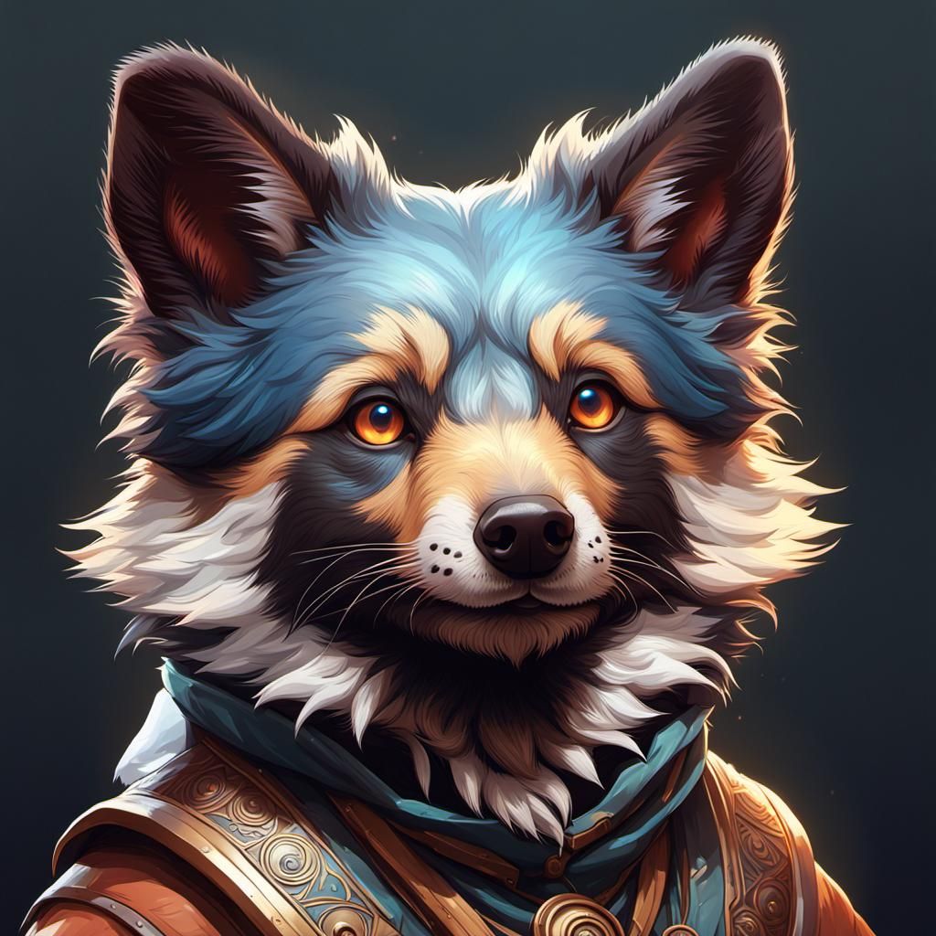 Detailed Raccoon Dog Portrait in Digital Art Style