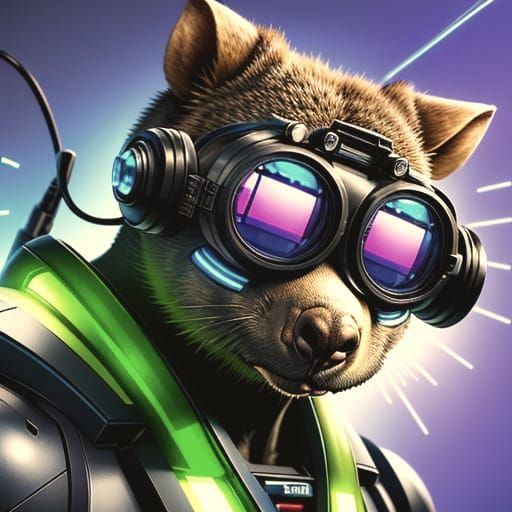 Cyborg Wombat Comedy Disaster in a Futuristic Landscape