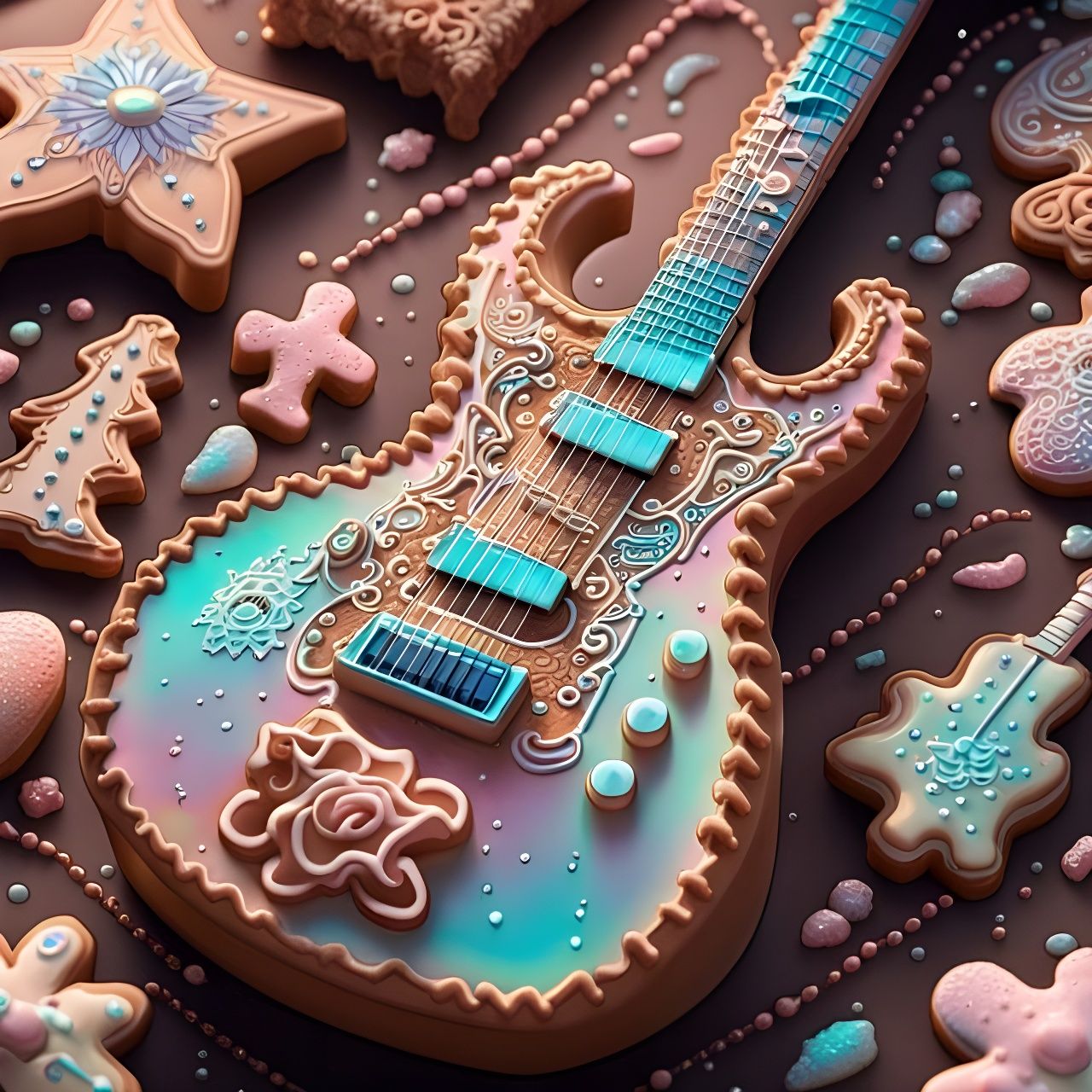 Edible Biopunk Electric Guitar in Opalescent Style