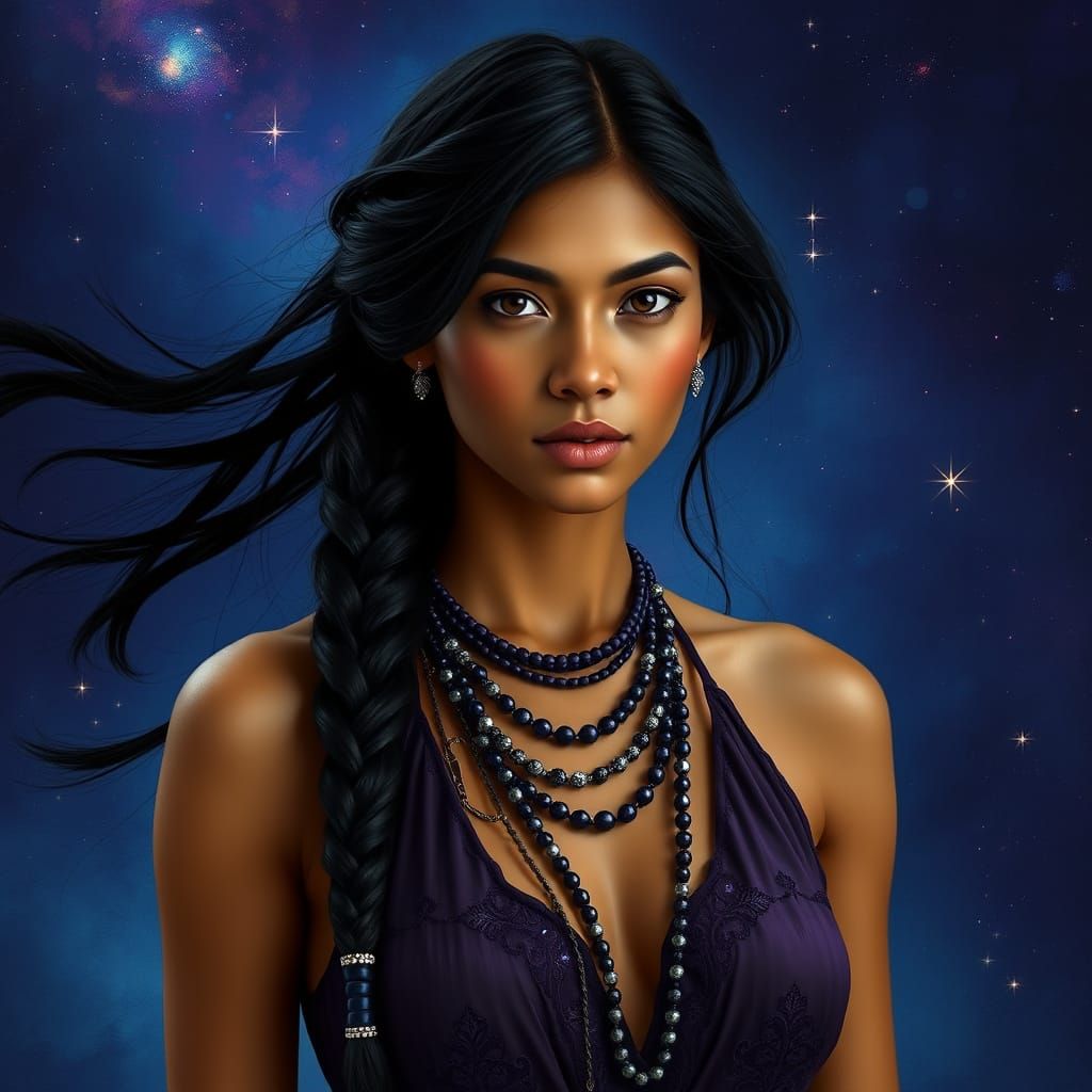 Elegant Nicaraguan Woman Portrait in Bohemian Style