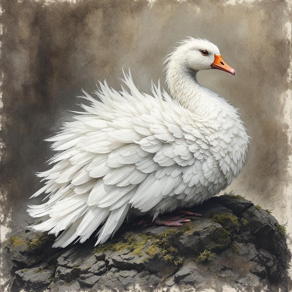 Hyperdetailed Goose Portrait in Charcoal