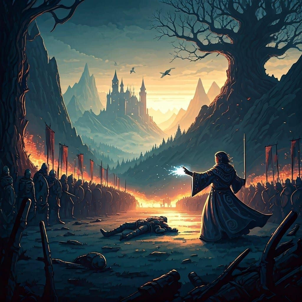 Medieval Battle Scene in Vibrant Pixel Art Style