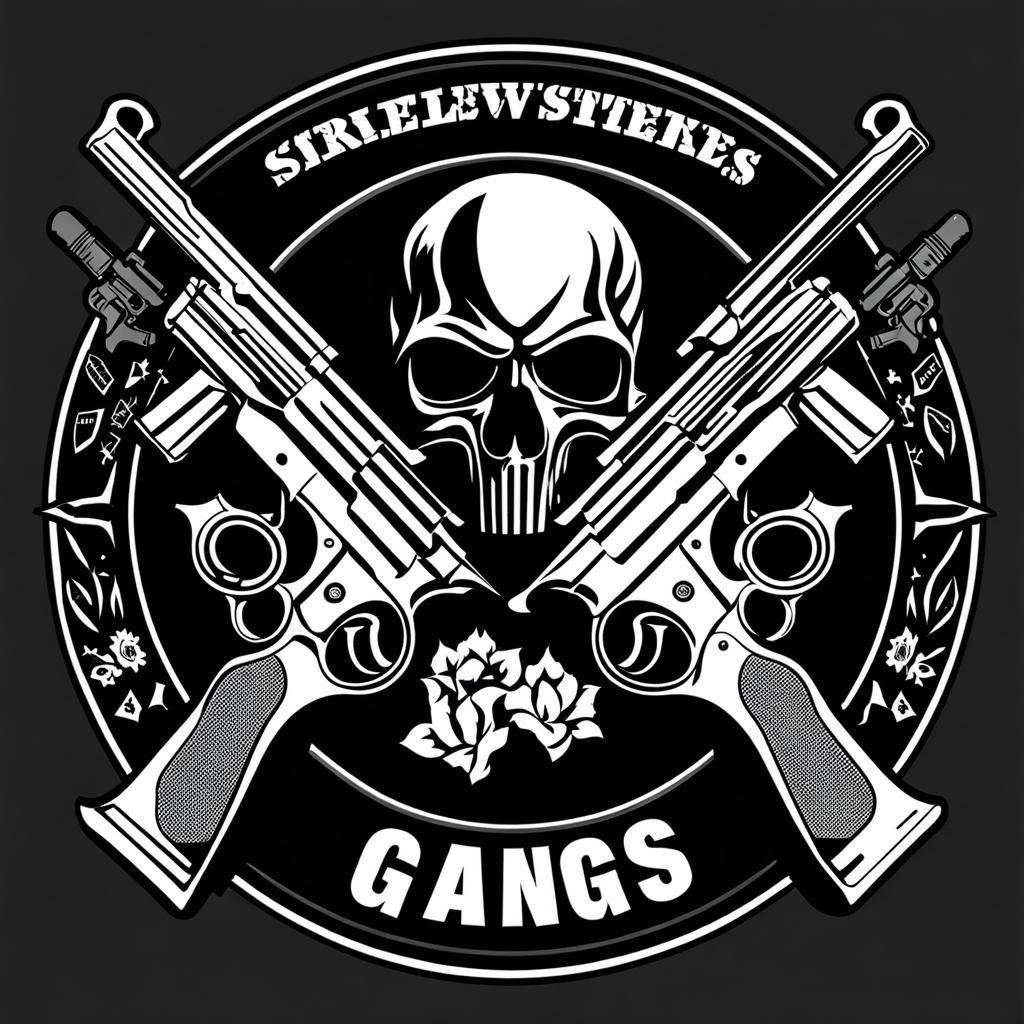 Ominous Street Gang Logo with Guns