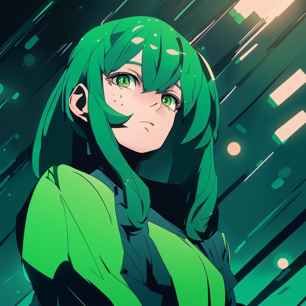 Green Gene Anime Wallpaper in Studio Trigger Style