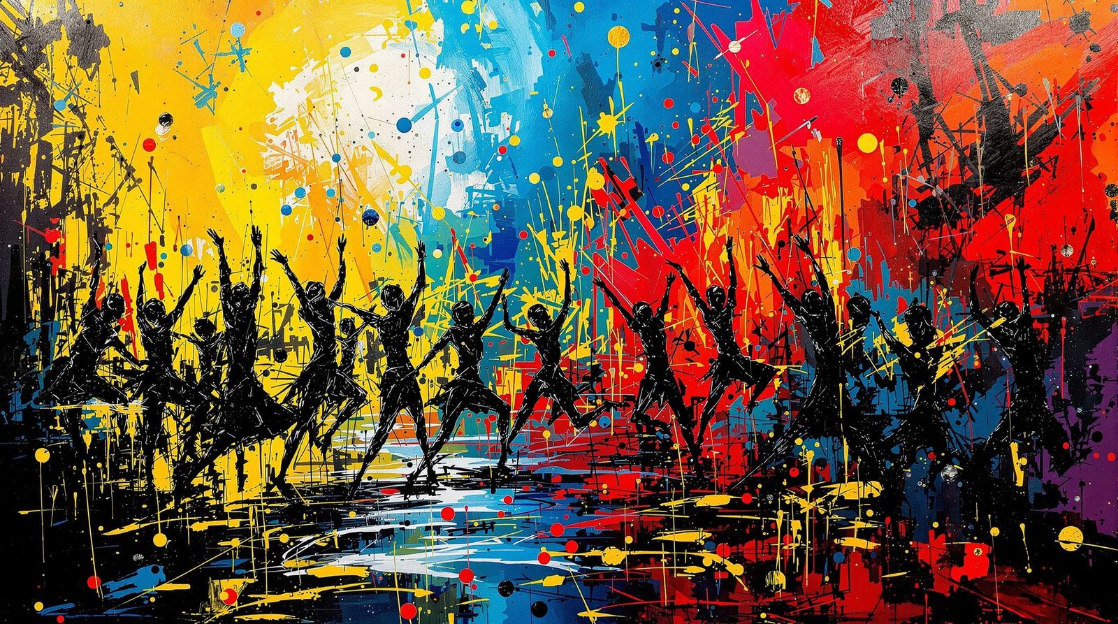 Chaotic Church Dance in Abstract Expressionist Style