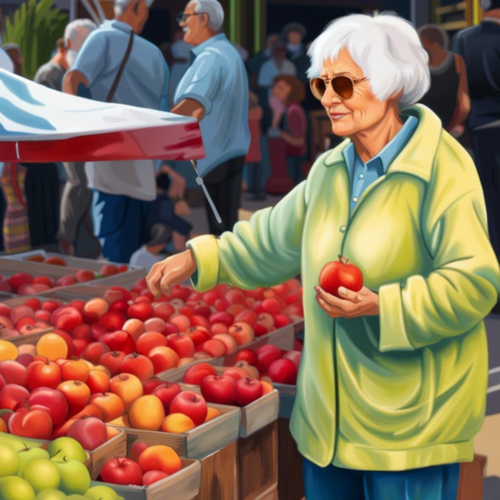 Festive Farmers' Market Scene in Art Nouveau Style