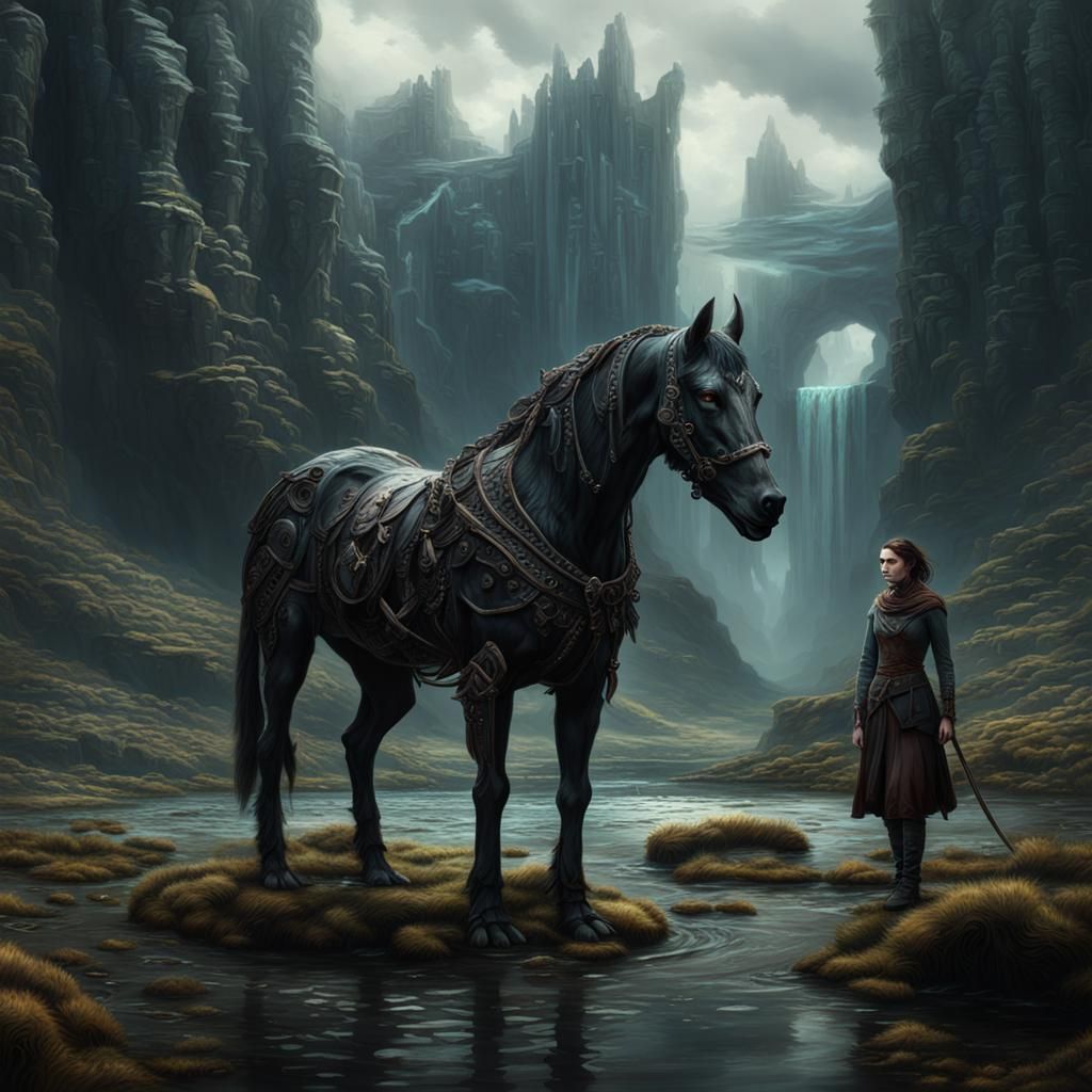 Epic Kelpie Girl in Digital Matte Painting