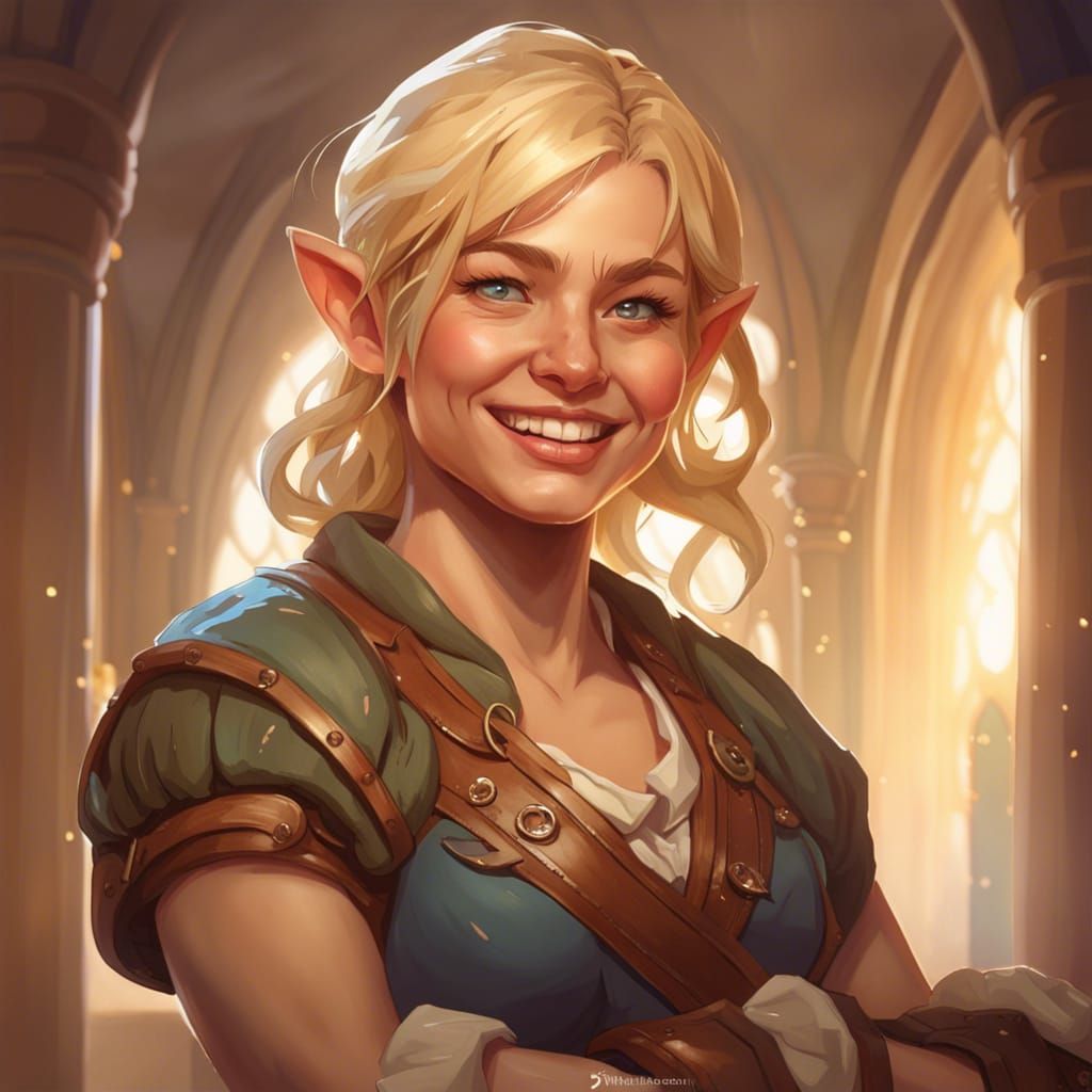 Halfling Bard Portrait in Art Nouveau Style