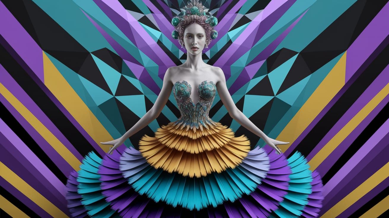 Ethereal Woman in a Surreal Mixed-Media Portrait