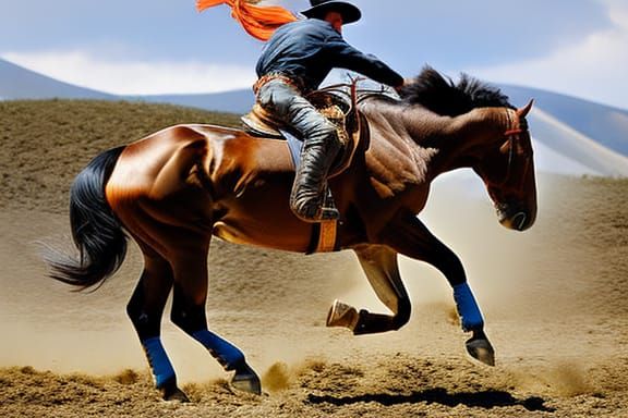 Bucking Bronco Rodeo in Hyperrealistic Style