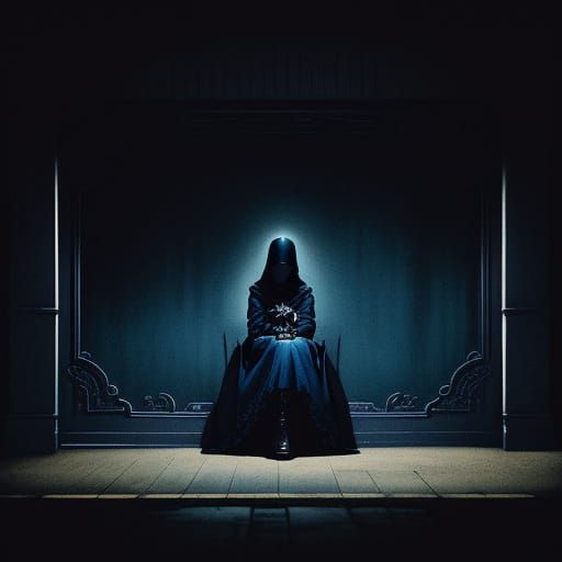 Mysterious Girl in Moody Night Scene, Vintage Photo Style