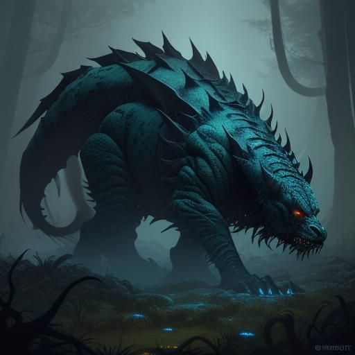 Muscular Cactus Demon in Dark Fantasy Style