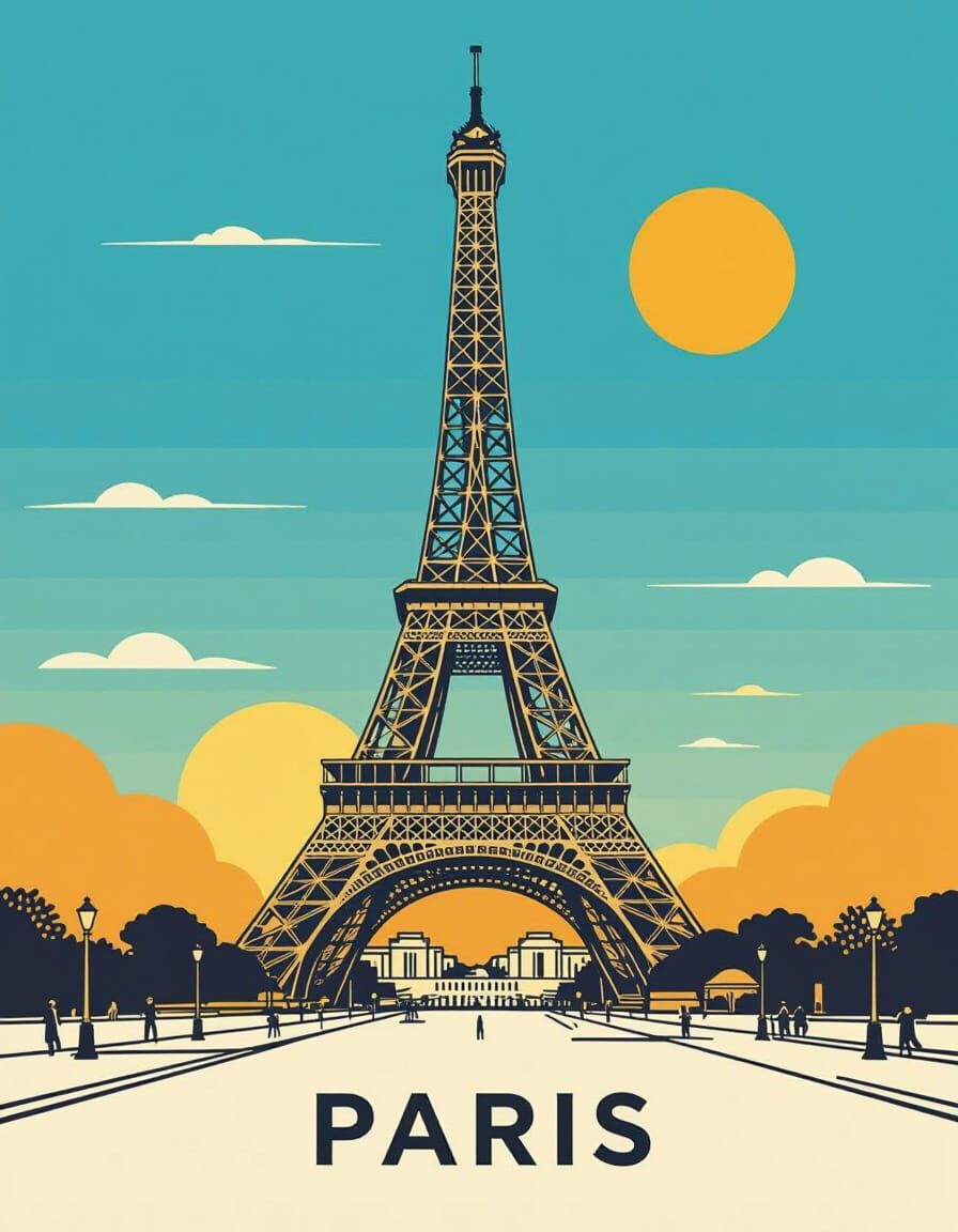 Eiffel Tower Minimalist Line Art Souvenir Poster