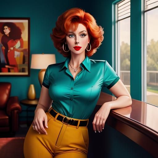 Lois Griffin in Retro 80s Futurism Oil Painting
