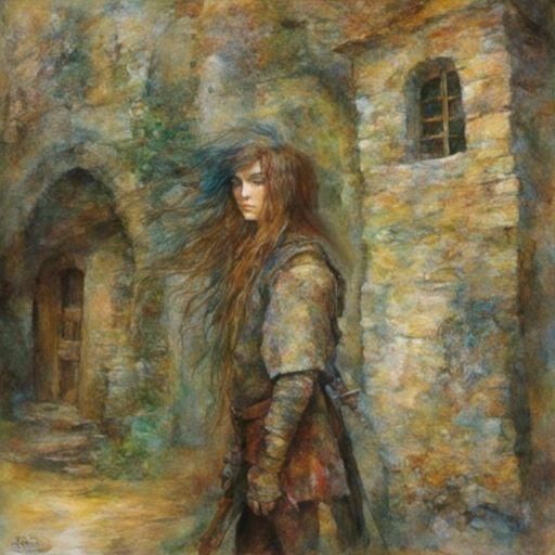 Medieval Knight with Long Hair Portrait