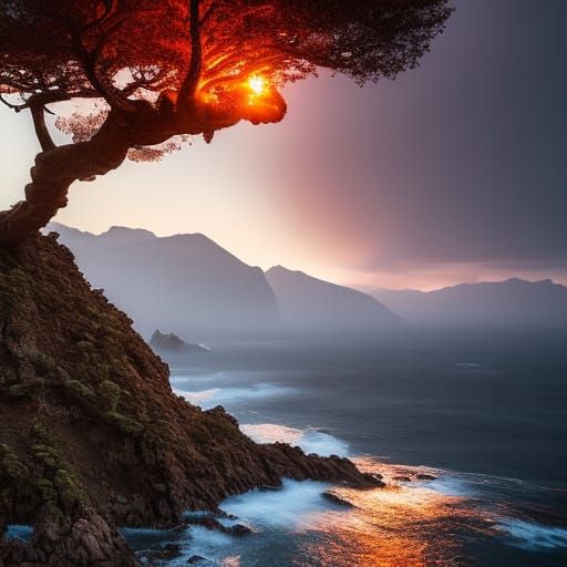 Magical Lava Tree: Detailed Cinematic Photography