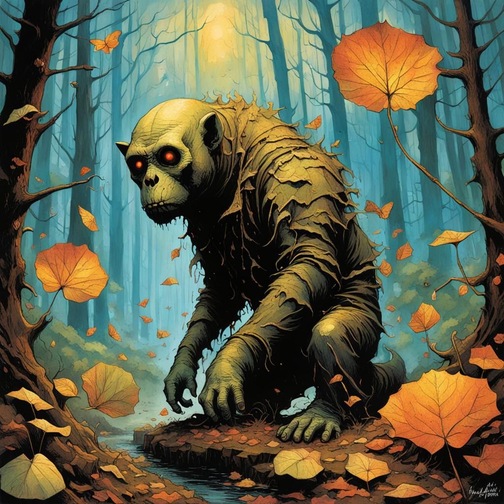 Surreal Nature Scene in Mixed Media Style