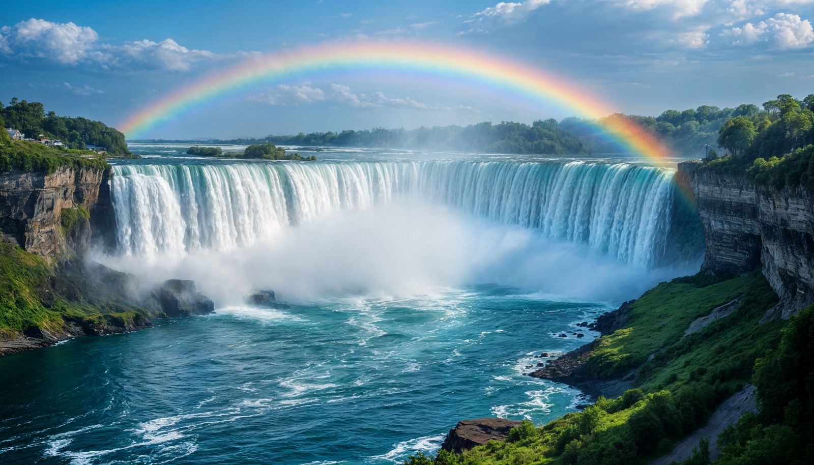 Breathtaking Niagara Falls with Mist and Rainbows