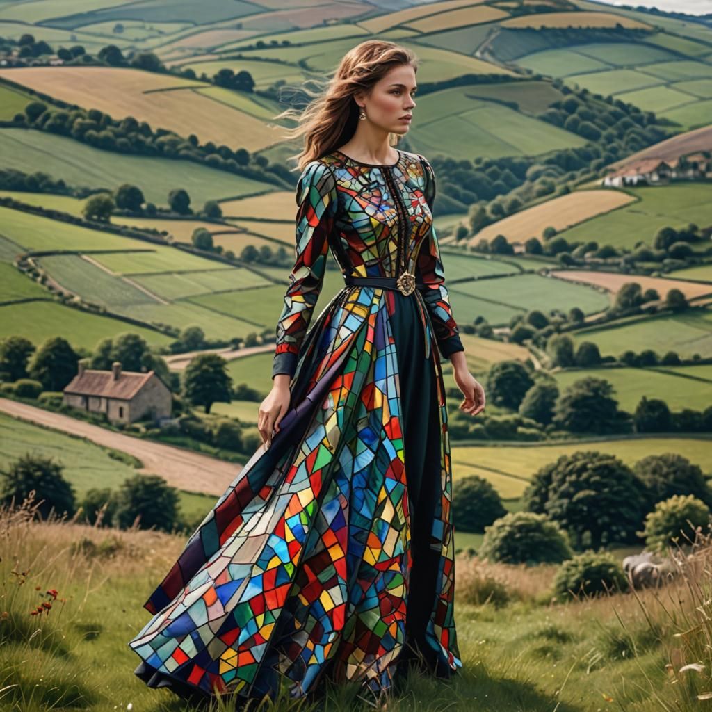 Stained Glass Dress on Countryside Hill