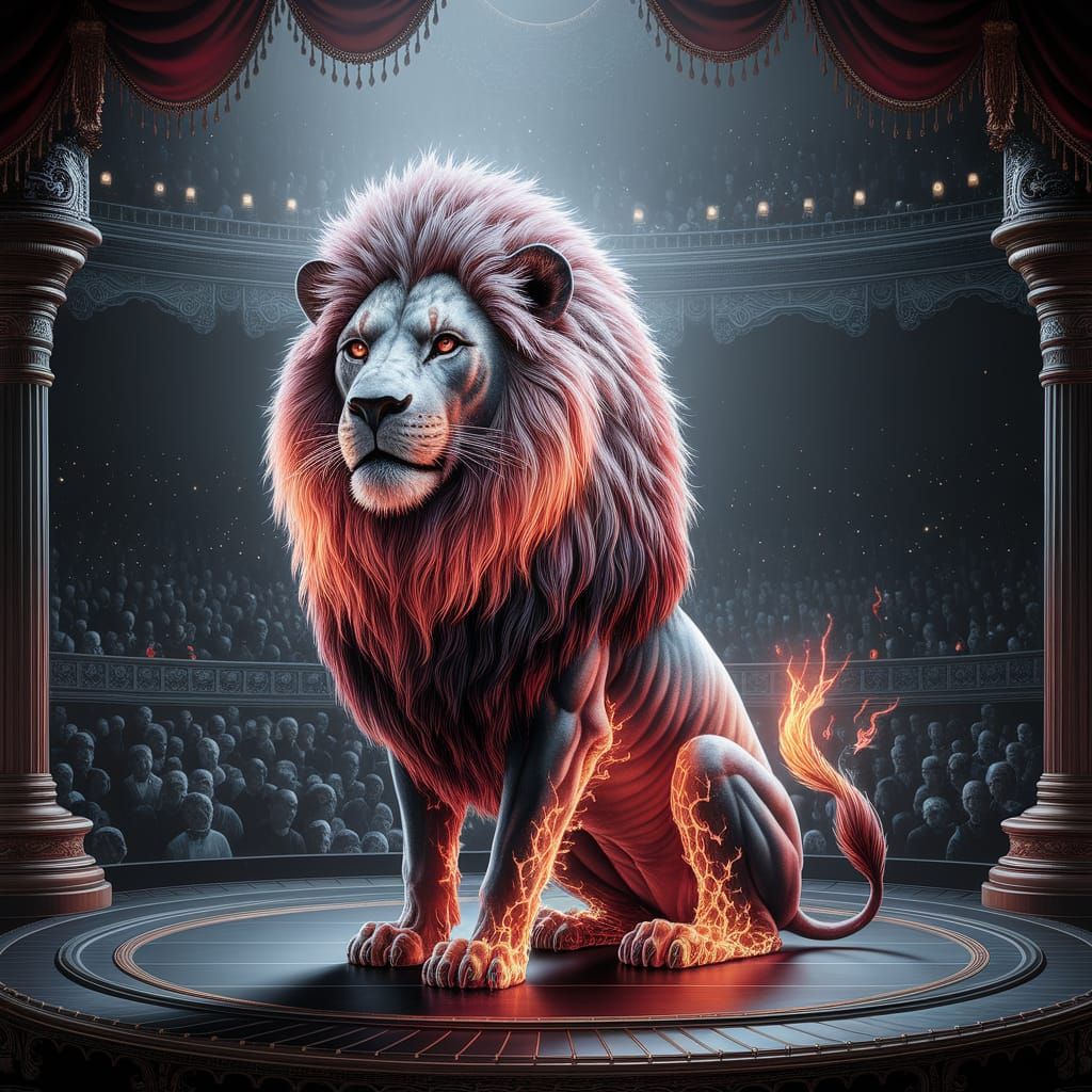 Ethereal Lion of Blazing Splendor, Dark Circus Fantasy