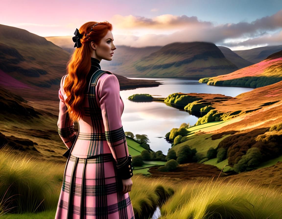 Scottish Redhead at Sunset: Digital Art Portrait