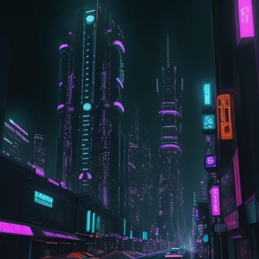 Cyberpunk Saxophonist in Neon Cityscape